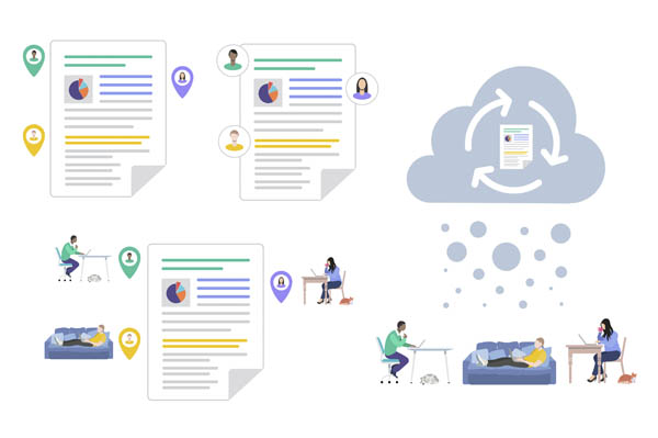 Mockup illustration of document management system