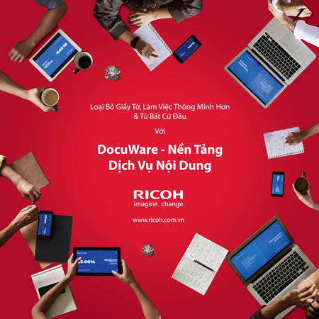 Ricoh Document Management System image showing people using different devices