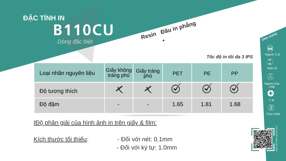 B110CU Loại ruy băng mực in mã vạch siêu bền khi kết hợp với nhãn RFR
