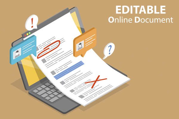 Mockup illustration of editable online document